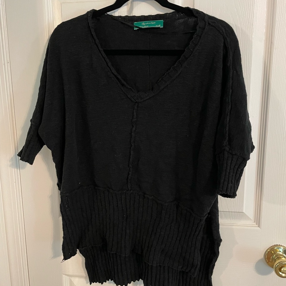 Signature8 Black V-Neck Knit Top